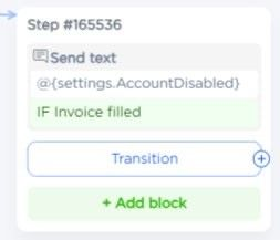 conditional actions in step of a chatbot script