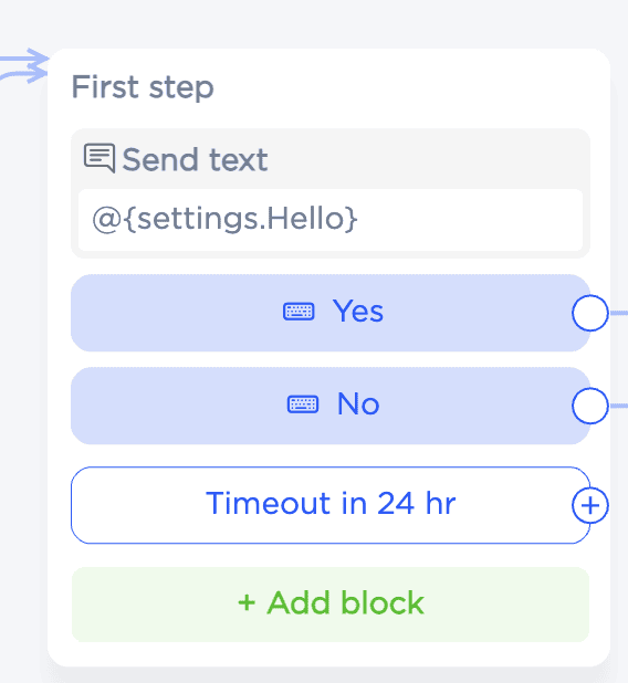 Setting up an event block in the chatbot designer