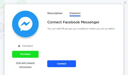 Facebook messenger connection window