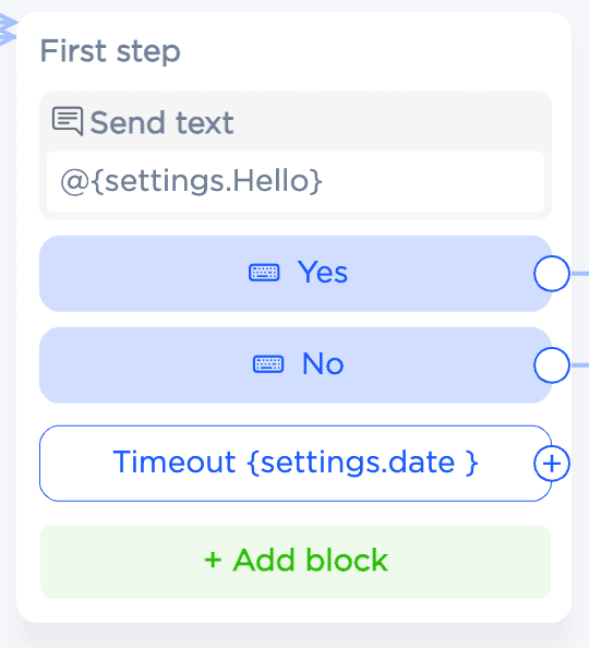 Chatbot step with buttons