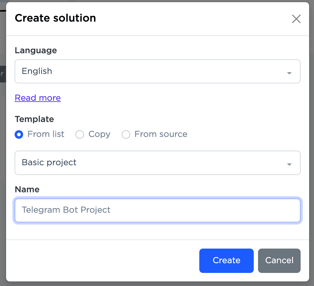 Chatbot project settings