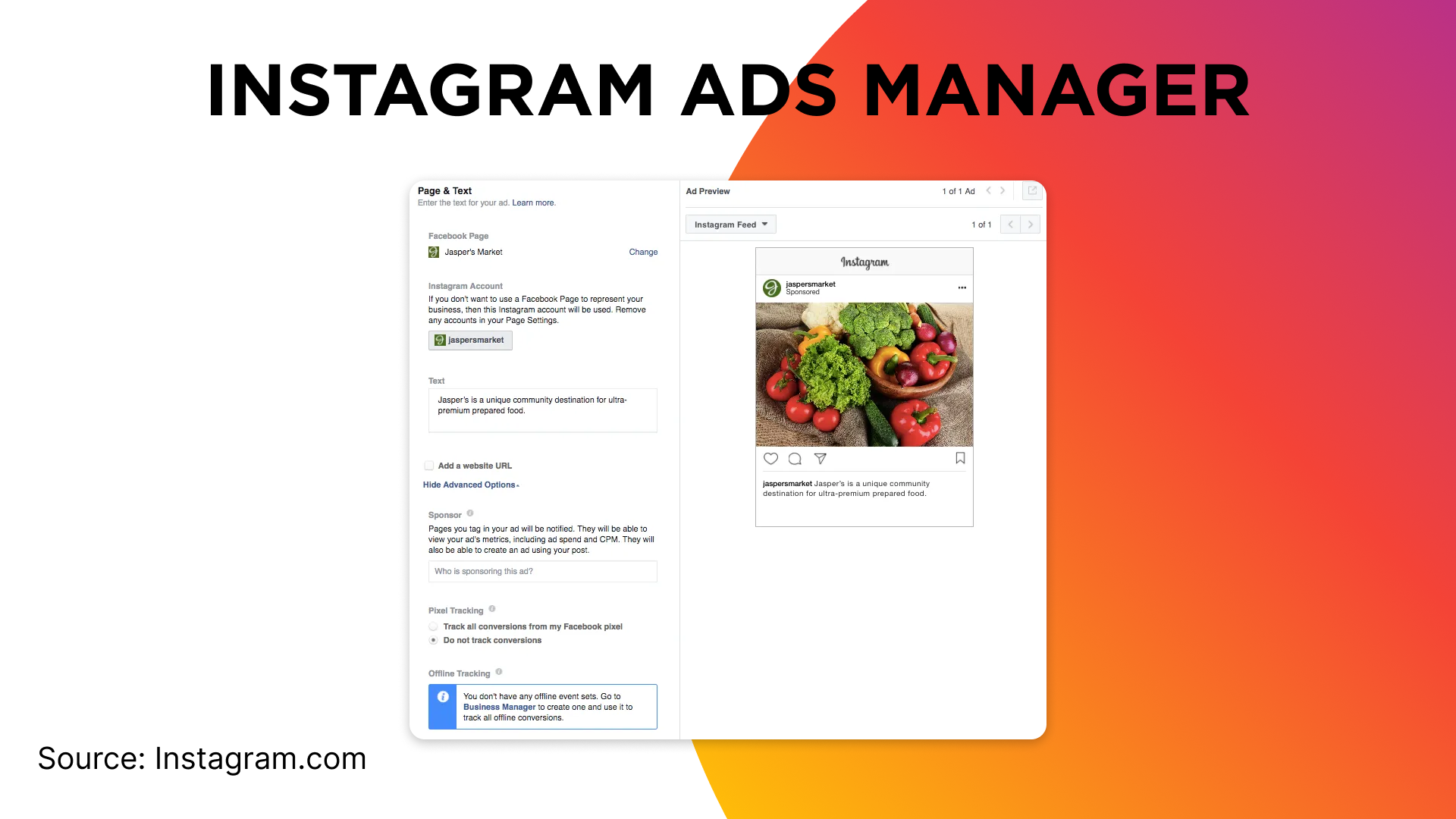 Instagram Ads Manager interface