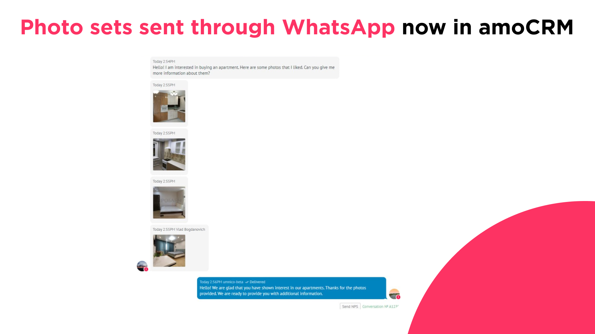 Photo sets sent through WhatsApp now in amoCRM