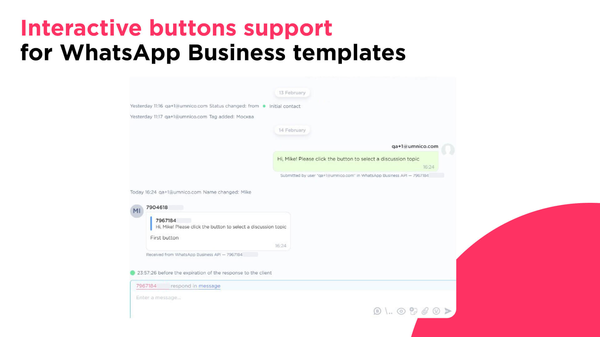 Interactive buttons support for WhatsApp Business templates